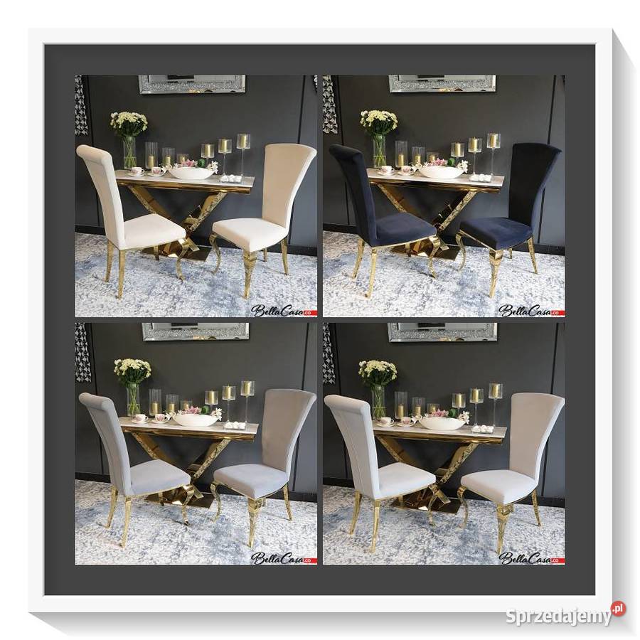 Krzesła glamour Ottavio Złote Gold Tapicerowane mazowieckie Warszawa
