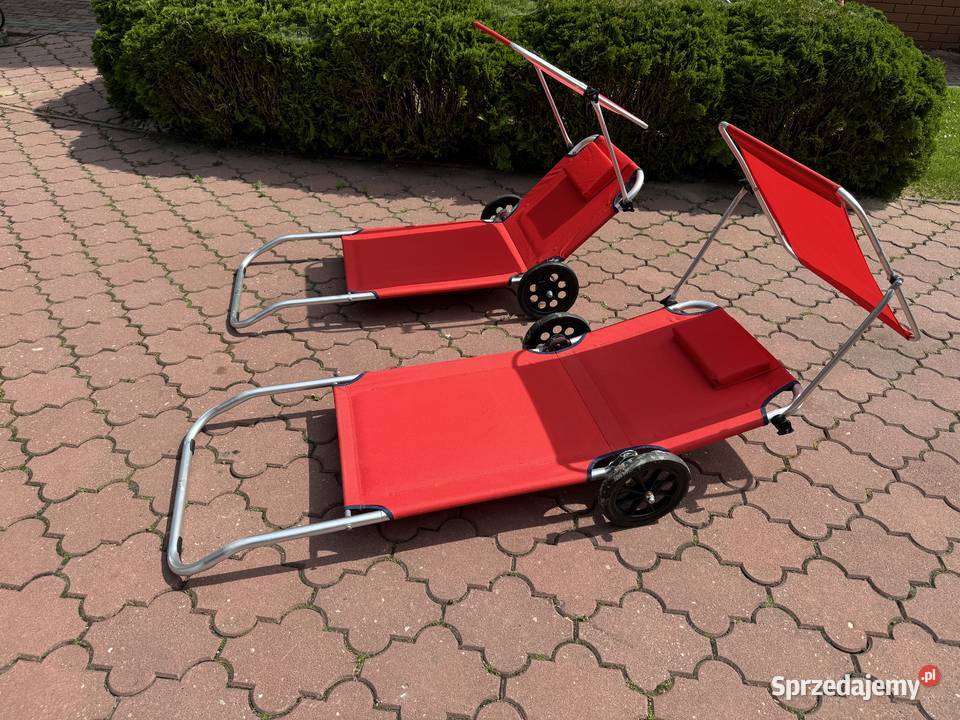 Leżak plażowy rozkładany na kółkach z daszkiem Garwolin