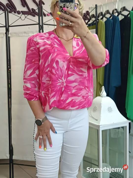 Bluzka szyfonowa NOVUM 42 nakładana biust 108 Rozmiar 46 Wieluń