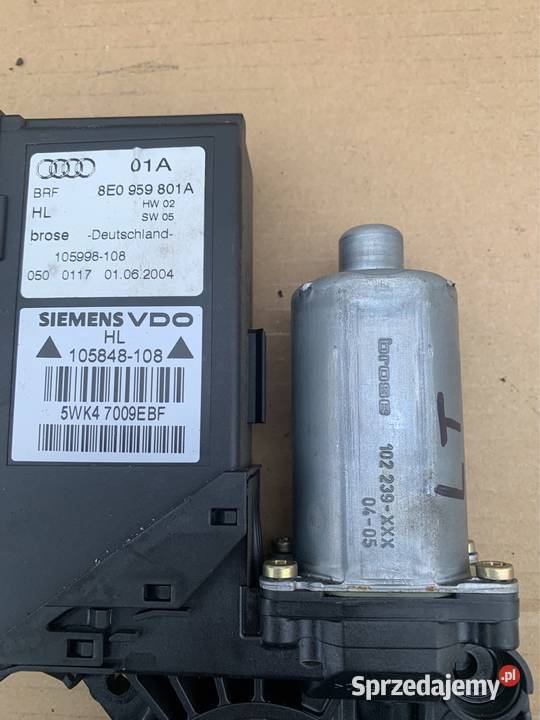 Silniczek podnoszenia szyby LT 8E0959801A audi Rok produkcji 2005 zachodniopomorskie Szczecin