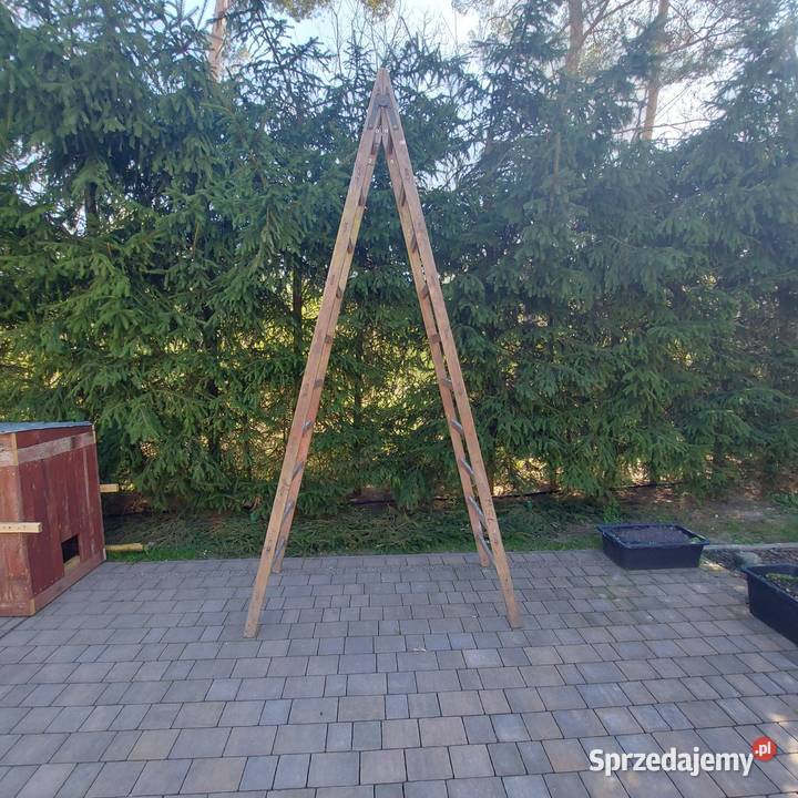 Drabina drewniana rozstawna 32m Sprzęt i akcesoria budowlane Zastawki