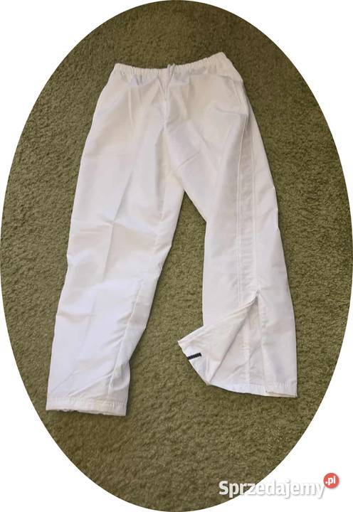 Spodnie z cienkiego materiału białe sportowe Warszawa