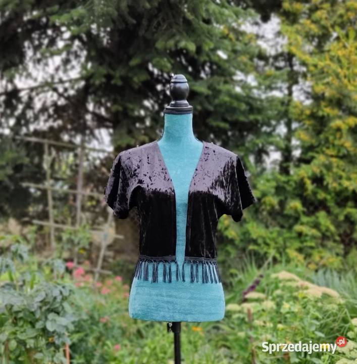 Bolerko kamizelka Lindex dzarna welur aksamit XS kolorowy Szczecin