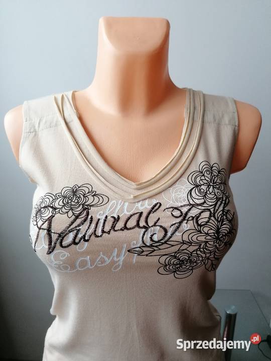 DAMSKI BEŻOWY TOP Z HAFTEM R UNIWERSALNY Topy i koszulki