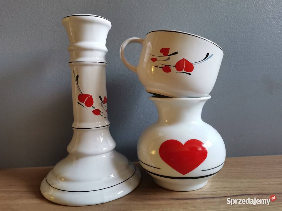 Stary świecznik wazon filiżanka porcelit