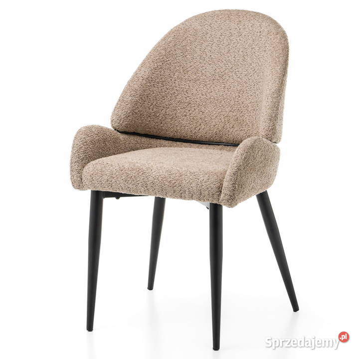 Krzesło Tapicerowane Bergamo Boucle Ciemnobeżowe Tarchały Małe