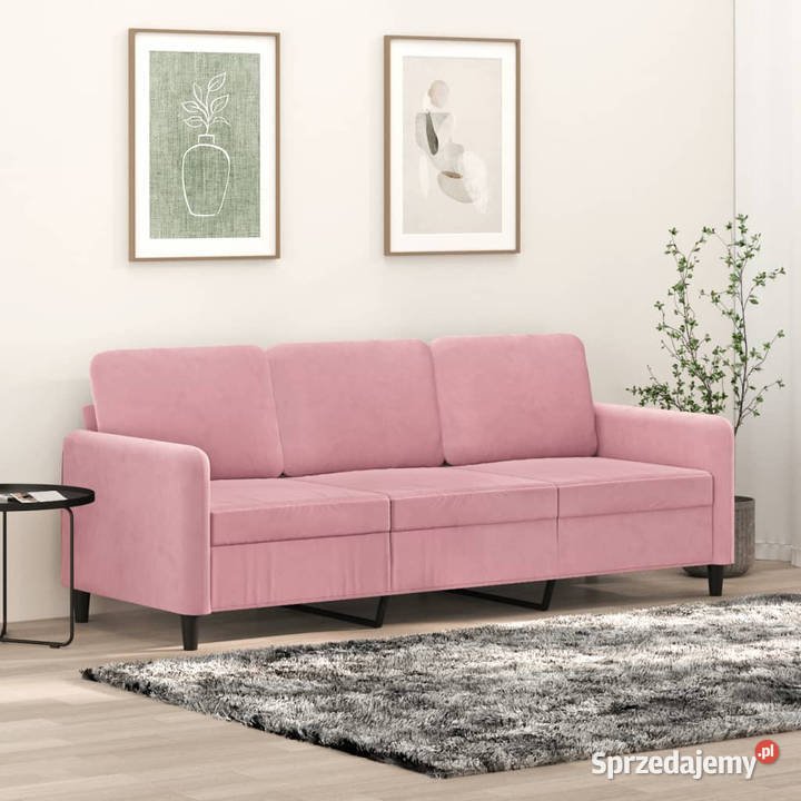 Sofa 3osobowa różowa 180 obita aksamitem Warszawa sprzedam