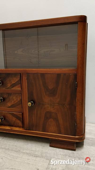 mała komoda art Deco z witryną i szufladami lata Radomsko sprzedam