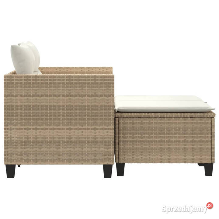 Sofa ogrodowa 2osobowa ze stołkami beżowa rattan Warszawa sprzedam