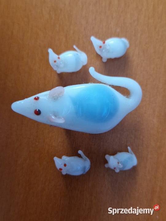 Szklane figurki mama mysz z 4 myszkami mazowieckie Warszawa