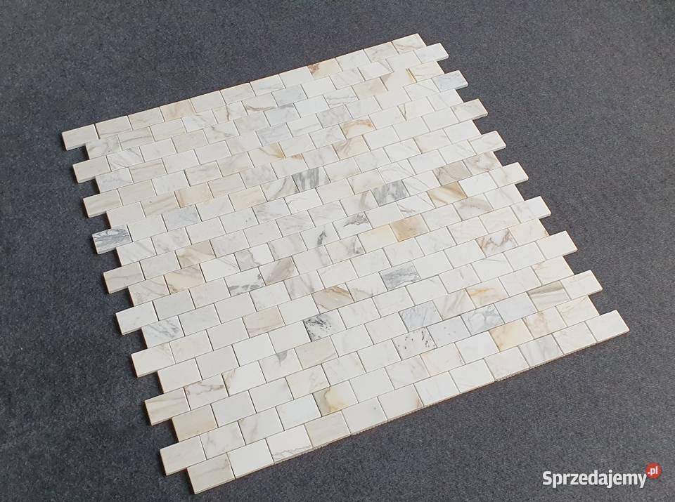 Mozaika marmurowa Bianco Calacatat Gold Bricks Bielawa