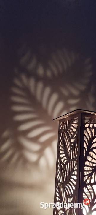 Duży drewniany lampion EKO ażurowy Liście 38x195 opolskie Krapkowice