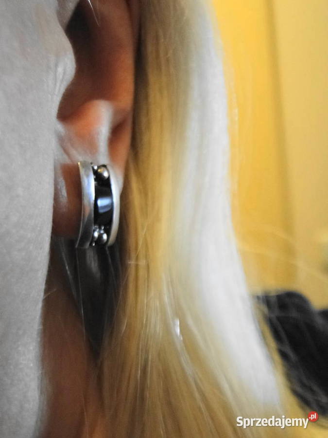 Piękne stare kolczyki srebro i onyks Warszawa