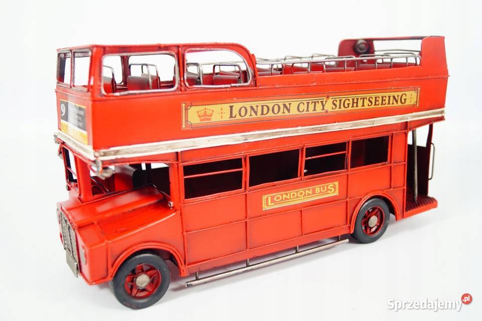 Metalowy pojazd Autobus piętrowy czerwony London Gizałki