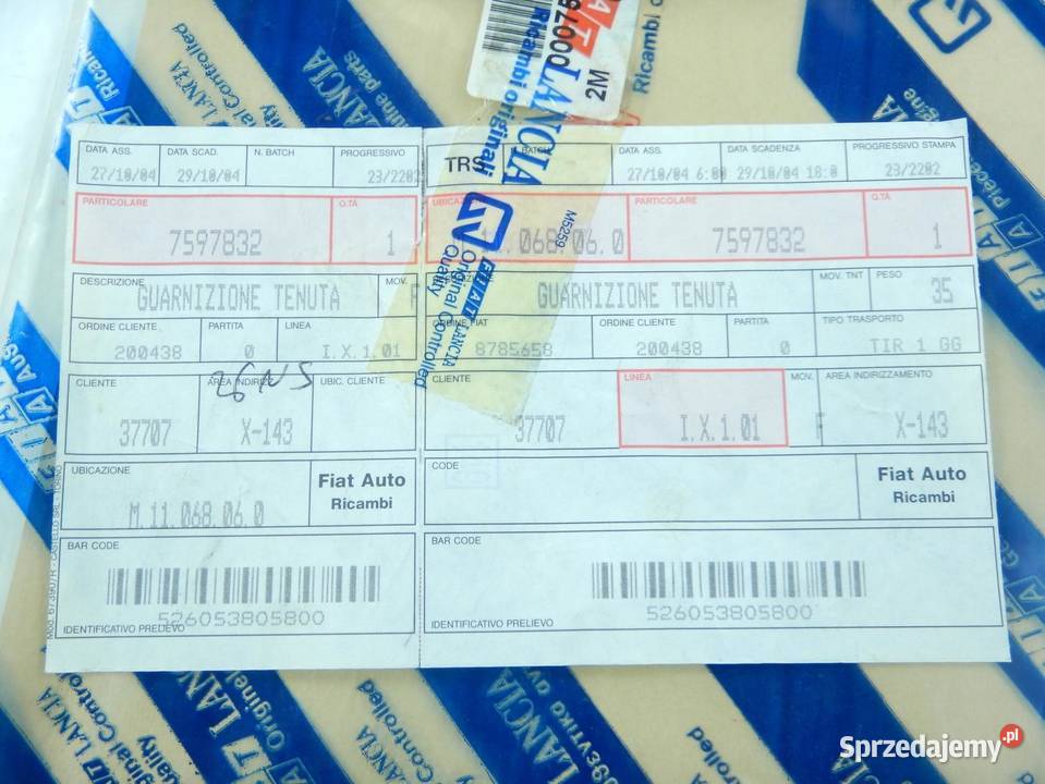 USZCZELKA POKRYWA ZAWORÓW FIAT CROMA I 19 TD ASO osobowe Pozostałe