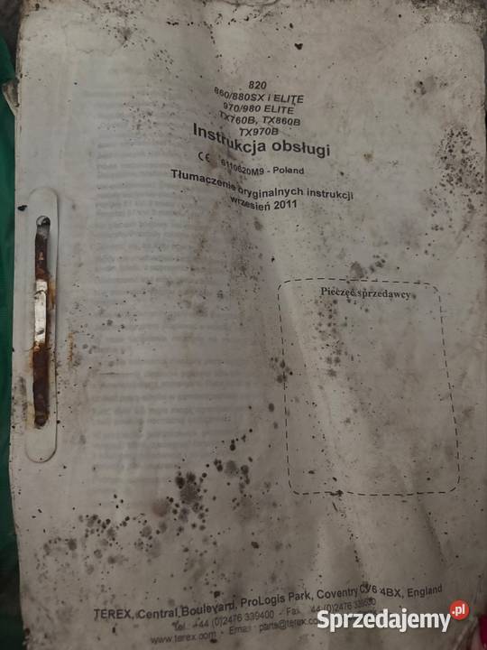 Instrukcja obsługi TEREX 820 860 880SXi ELITE małopolskie Chełmiec