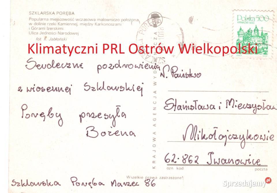 Szklarska Poręba pocztówka wysłana Iwanowice PRL Bielsko-Biała