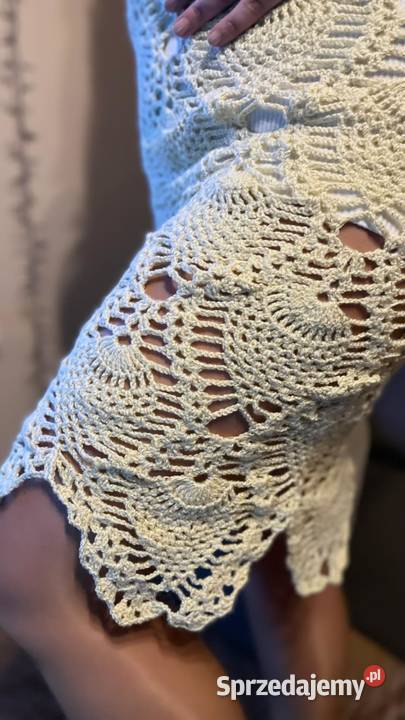 Szydełkowa sukienka brązowy/beżowy kujawsko-pomorskie Mrocza