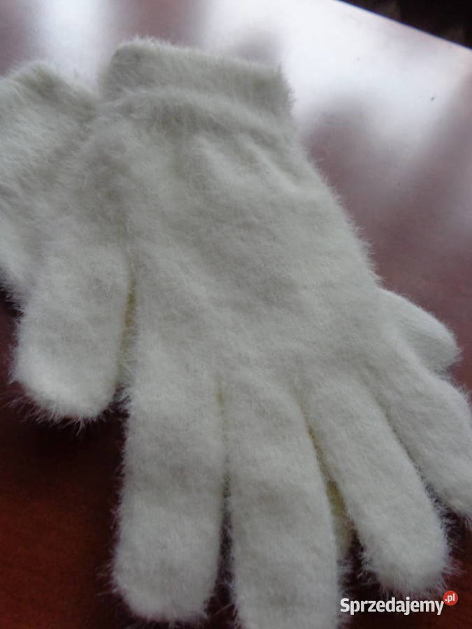 białe ekry rękawiczki alpakowe uniwersalne Uniseks Dodatki Poznań sprzedam