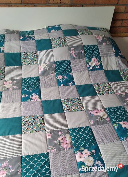 Narzuta patchwork 145205 Szmaragdowy Kwiat Pościel i koce Olsztyn