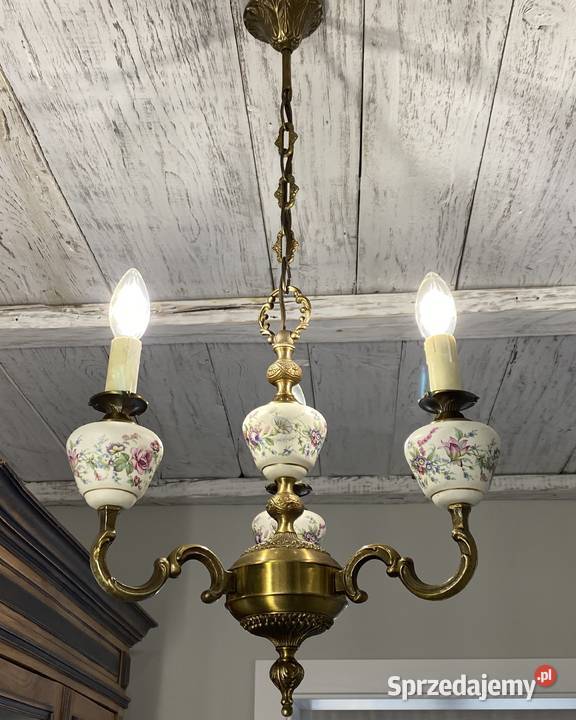 Francuski antyczny Żyrandol 7 Francja XX w Lampa Poznań