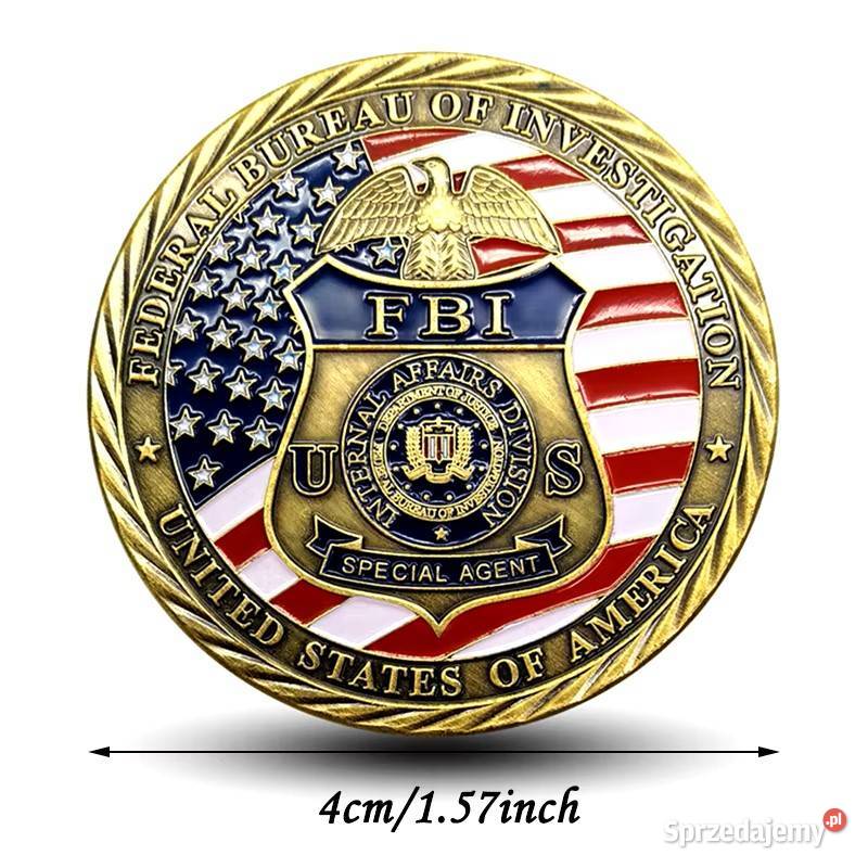 Czapka z daszkiem FBI z medalem FBI platerowanym Wołomin