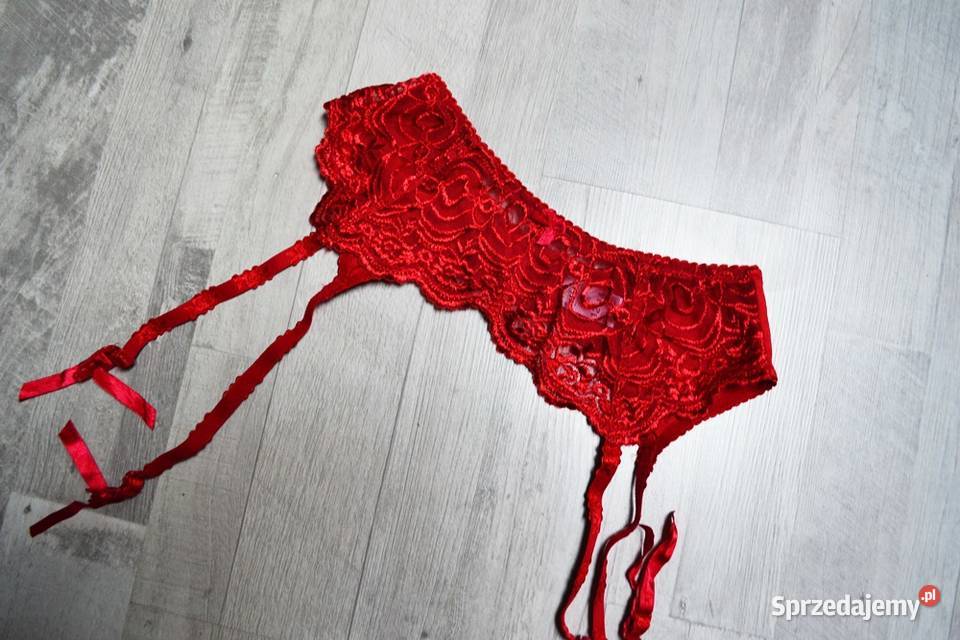 Sexy czerwony pas do pończoch 1214 koronka RED Toruń