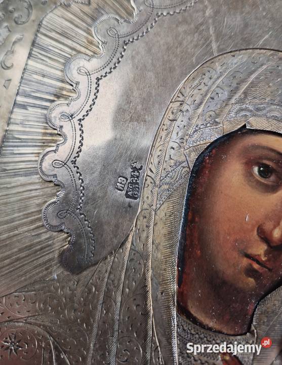Ikona Matka Boża Smoleńska srebro 0469 Malarstwo Warszawa sprzedam