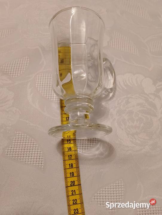 SZKLANKA do kawy wysoka z uchem kubek szklany Złotniki