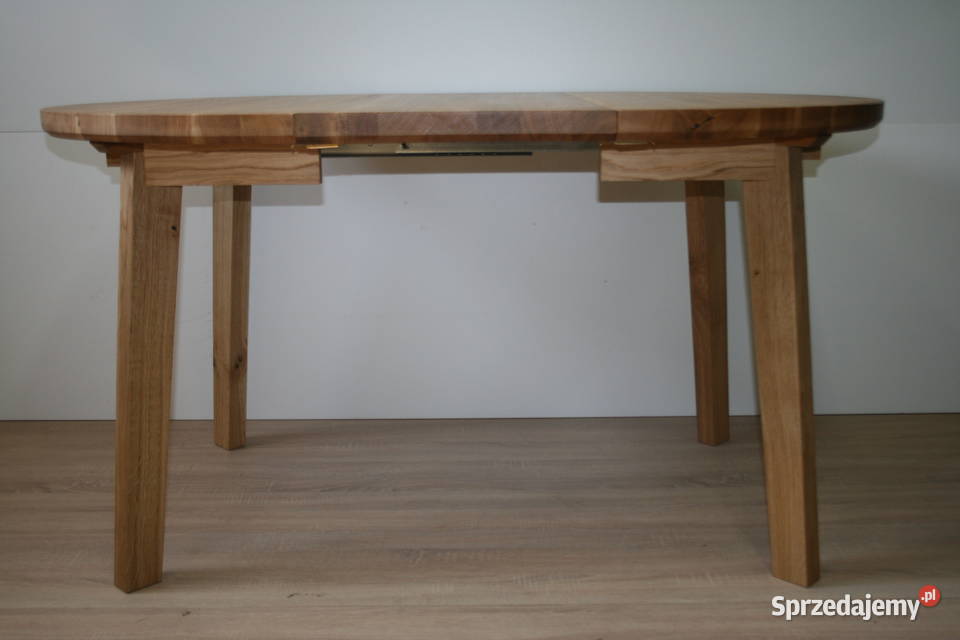 Stół okrągły dębowy rozkładany lity dąb LOFT 75cm Myślenice