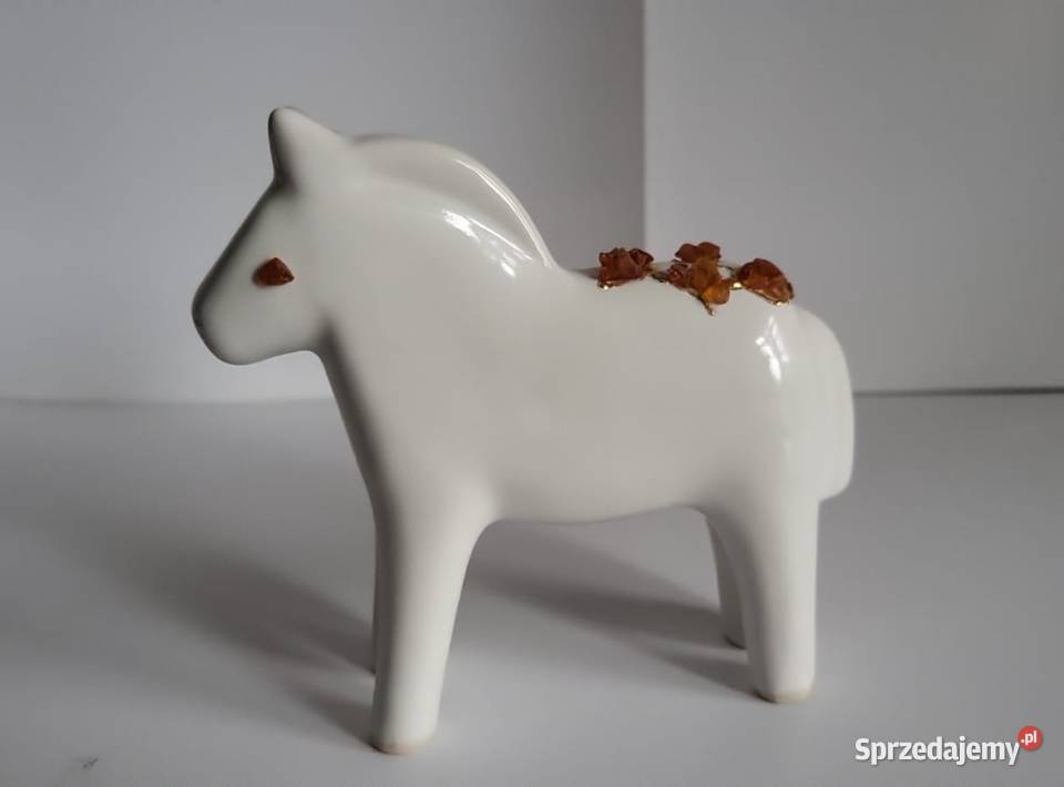 Koń Figurka Konik ceramiczny ręcznie malowany pomorskie Sierakowice