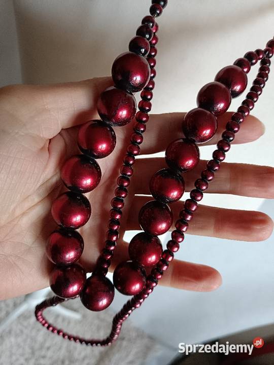 Bordowe korale perły podlaskie Białystok