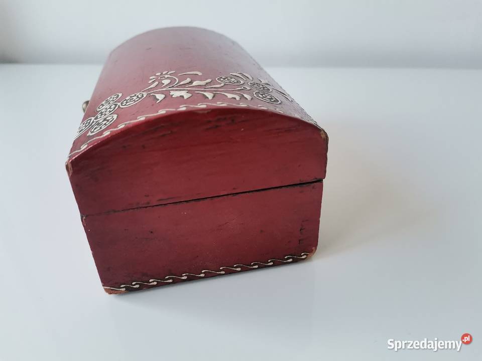 Stara drewniana szkatułka okucia mosiężne Katowice