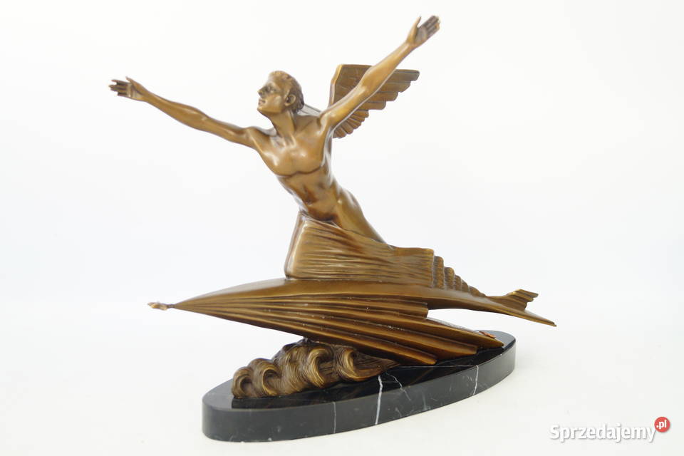 Figura z brązu rzeźba The Aviator Art deco Gizałki