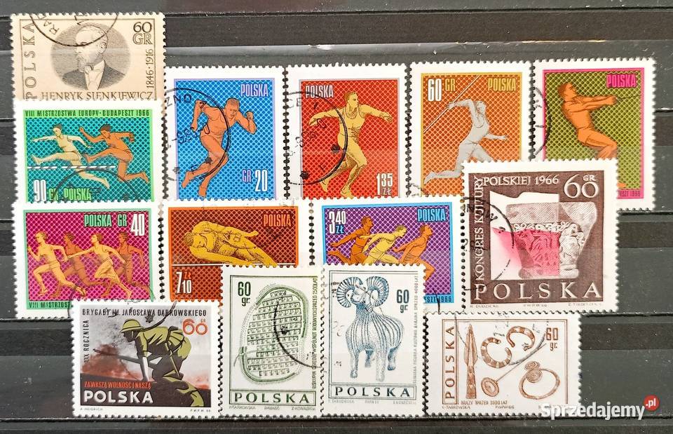Znaczki polskie 1966 kasowane łódzkie Leźnica Wielka-Osiedle
