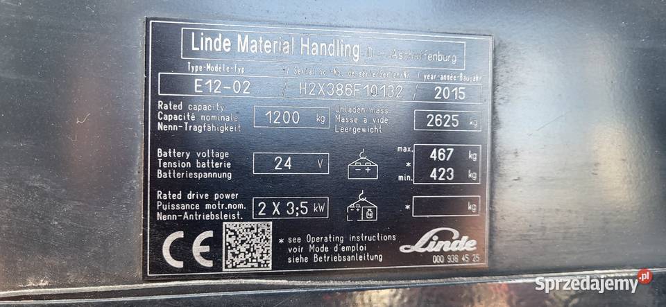 WÓZEK LINDE E12 TRIPLEX 607m mazowieckie