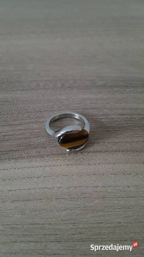 Pierścionek posrebrzany tygrysie oko 17 mm Nowy Sącz