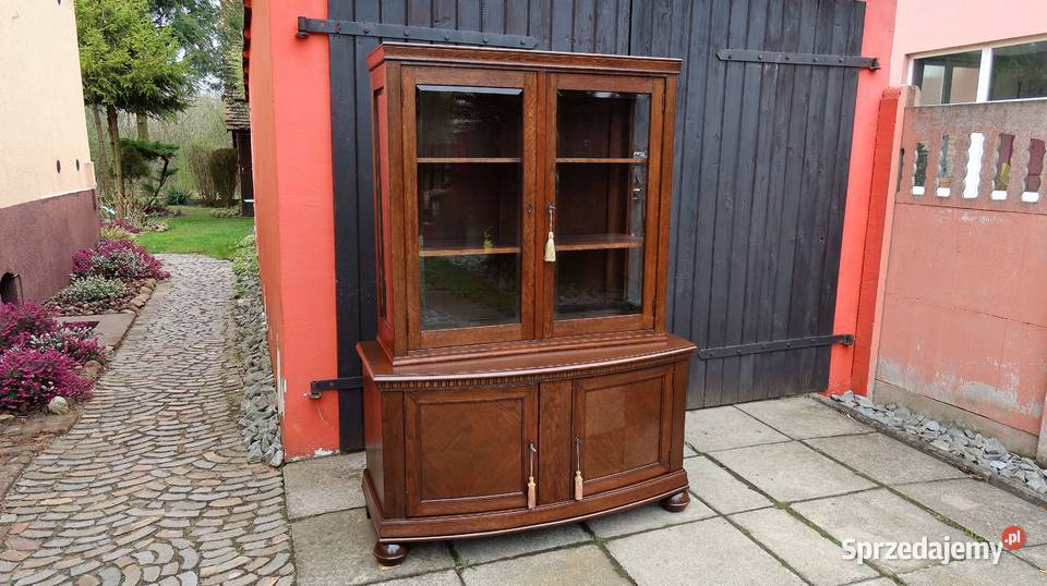 Wspaniała Unikatowa Witryna Serwantka Dąb 1920 Ziębice