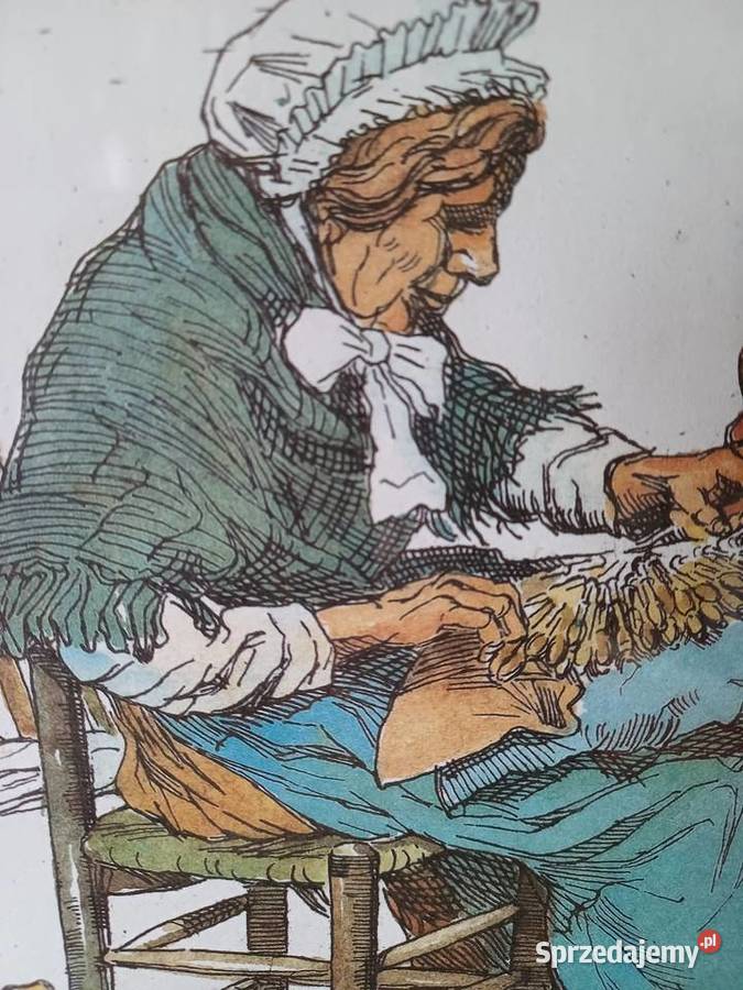 vintage obraz kolorowy grawer Nowy Targ sprzedam