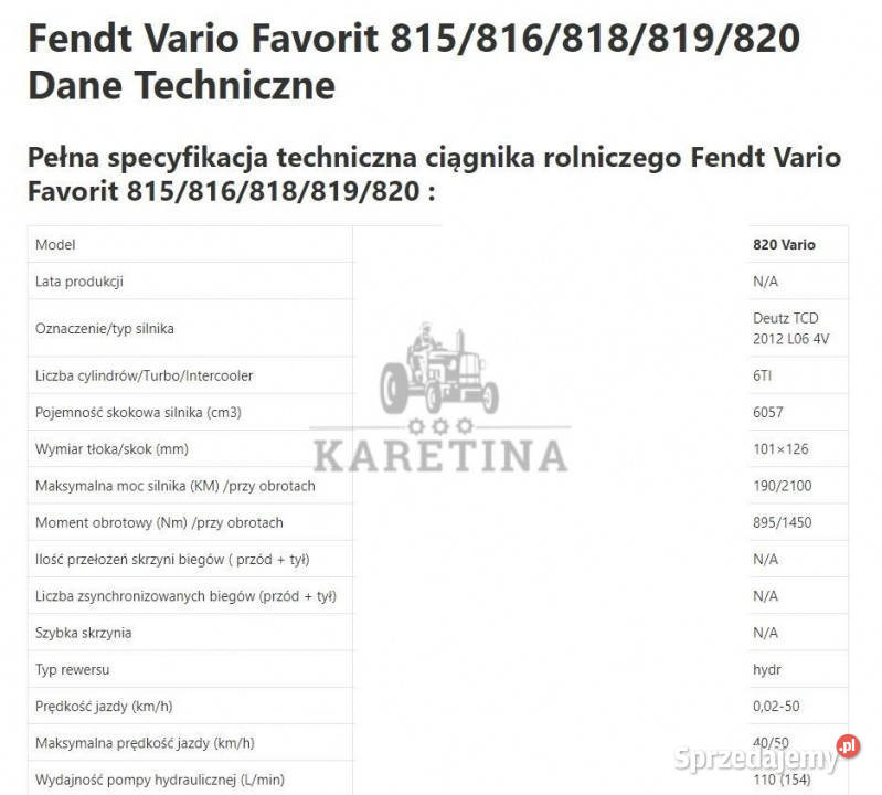 Fendt Vario Favorit 820 CZĘŚCI MECHANICZNE Pozostałe Jastrzębniki