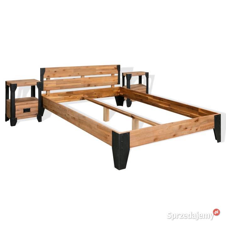 vidaXL Rama łóżka i 2 szafki nocne, drewno akacjowe,(274978)