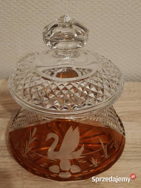 Śliczna duża bombonierka kryształowa Tychy