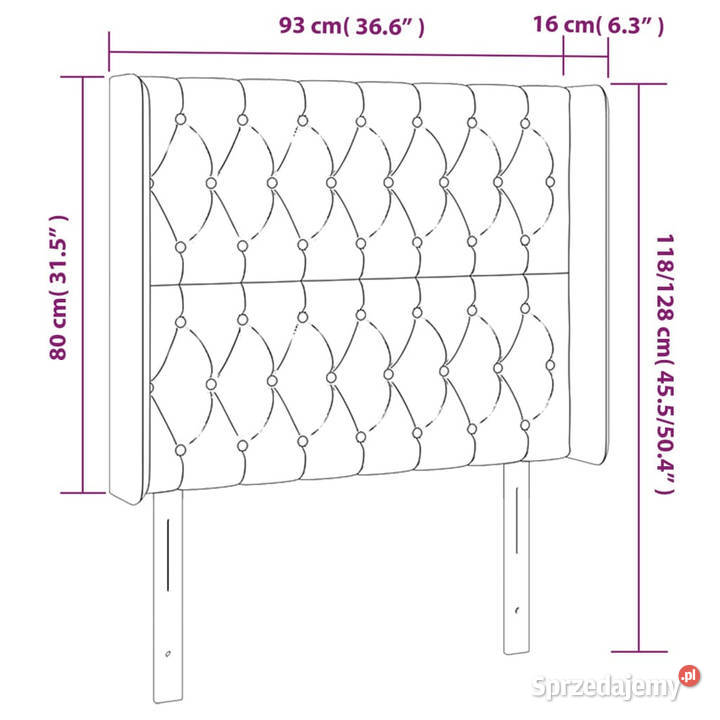 Zagłówek do łóżka z LED ciemnoszary 93x16x118128