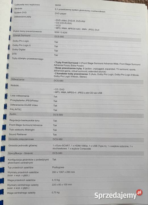 Zestaw kina domowego Pioneer DCS580 Elektronika mazowieckie Warszawa