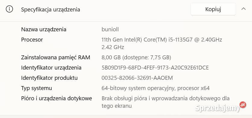hp envy laptop 13ba1003nw 133 ekran cienki Torba w komplecie pomorskie Trąbki Wielkie sprzedam
