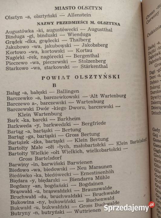 1951r PRL wojOlsztyńskie zmiany nazw Olsztyn