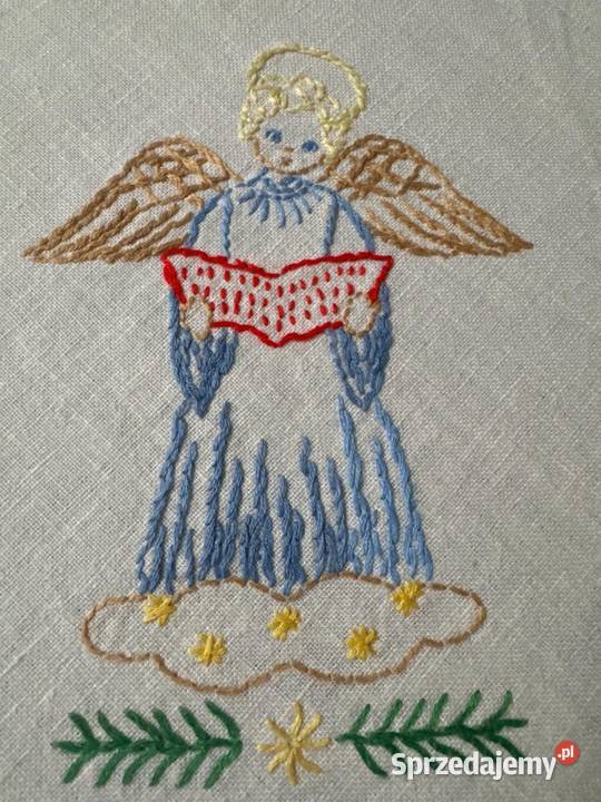 obrus okrągły ręcznie haftowany rękodzieło Zabrze