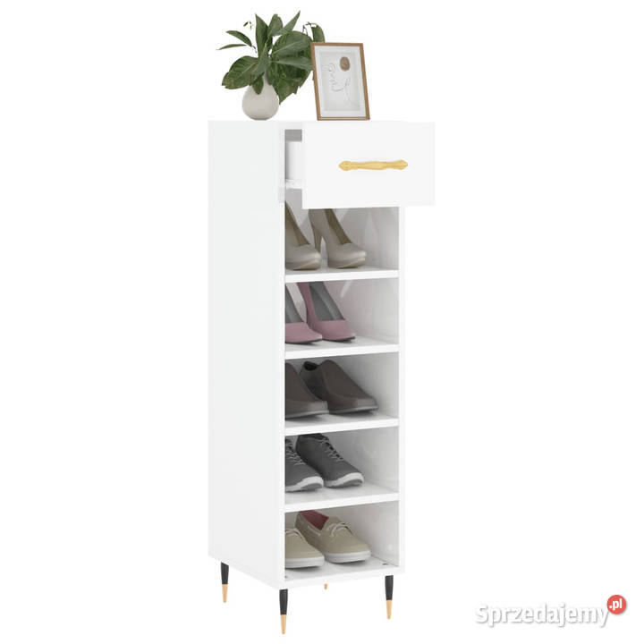 Szafka na buty wysoki połysk biała 30x35x105 Na buty Warszawa
