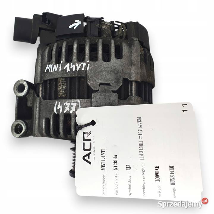 ALTERNATOR Mini Cooper R56 16 16V VTi 0121615027 Układ elektryczny silnika Chełm