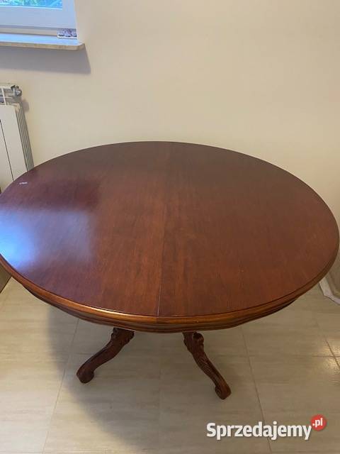 Stół okrągły rozkładany antyk rzeźbiony drewno